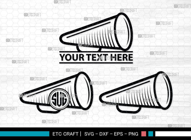 Cheer Megaphone Monogram, Cheer Megaphone SVG, Cheer Silhouette, Megaphone Svg, Sports svg, Cheers Svg, SB00113 SVG ETC Craft 