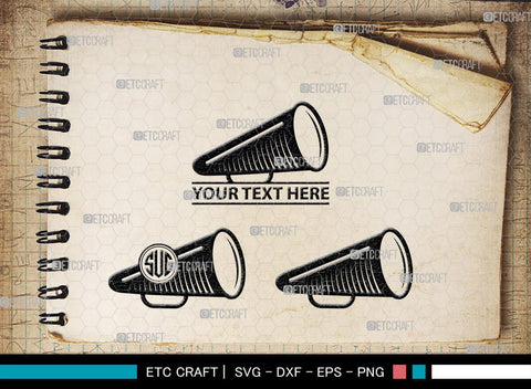 Cheer Megaphone Monogram, Cheer Megaphone SVG, Cheer Silhouette, Megaphone Svg, Sports svg, Cheers Svg, SB00113 SVG ETC Craft 