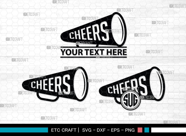 Cheer Megaphone Monogram, Cheer Megaphone SVG, Cheer Silhouette, Megaphone Svg, Sports svg, Cheers Svg, SB00113 SVG ETC Craft 