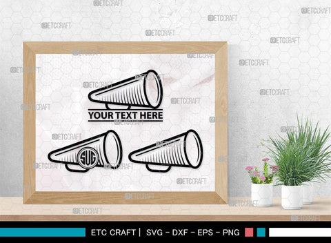 Cheer Megaphone Monogram, Cheer Megaphone SVG, Cheer Silhouette, Megaphone Svg, Sports svg, Cheers Svg, SB00113 SVG ETC Craft 