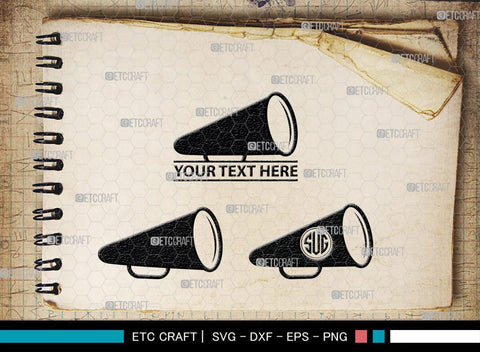 Cheer Megaphone Monogram, Cheer Megaphone SVG, Cheer Silhouette, Megaphone Svg, Sports svg, Cheers Svg, SB00113 SVG ETC Craft 