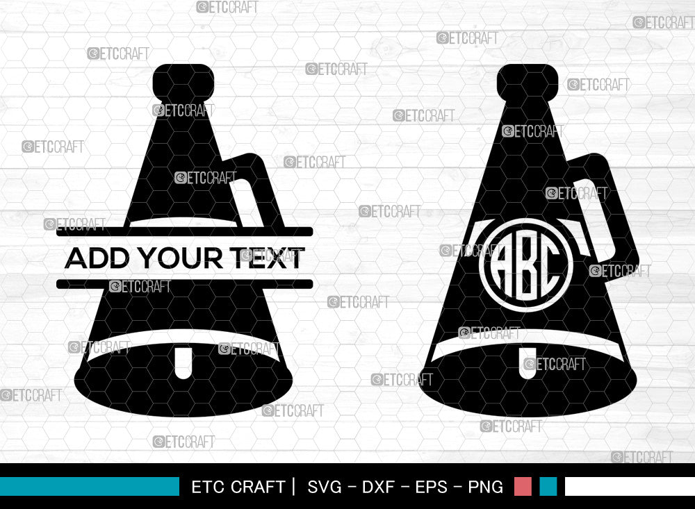 Cheer Megaphone Monogram SVG, Circle Monogram SVG, Megaphone Svg