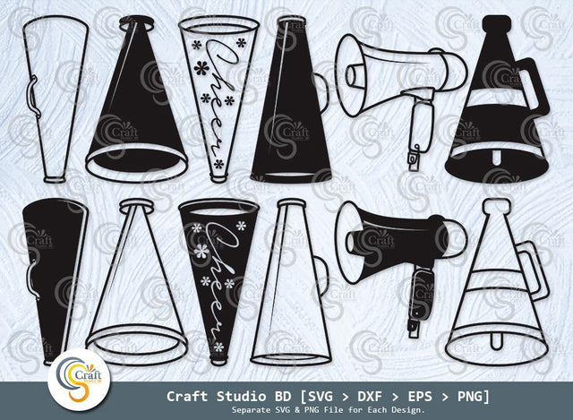 Cheer Megaphone Silhouette, Cheer Megaphone SVG, Megaphone Svg, Cheerleading Megaphone Svg, Megaphone Icon Svg, Cheer Megaphone Bundle SVG ETC Craft 