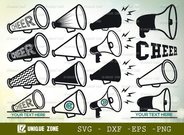 Cheer Megaphone SVG Bundle | Cheers Svg | Megaphone Svg | Cheer Cone Svg | Cheerleader Svg | SVG Unique Zone 