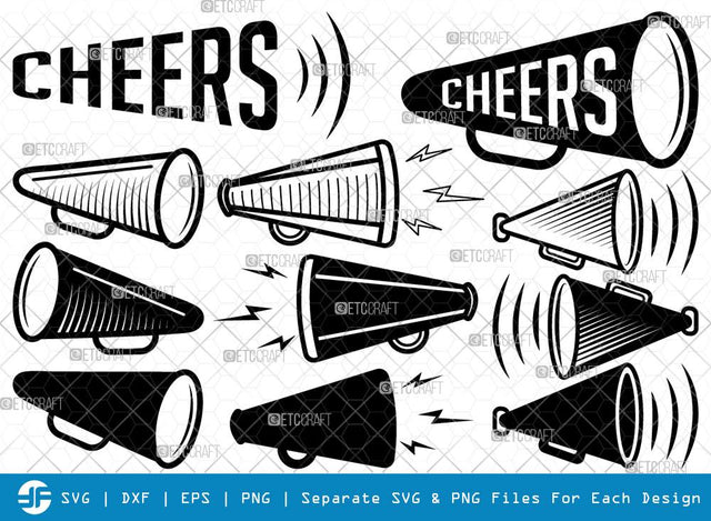 Cheer Megaphone SVG Cut Files | Cheer Silhouette SVG ETC Craft 