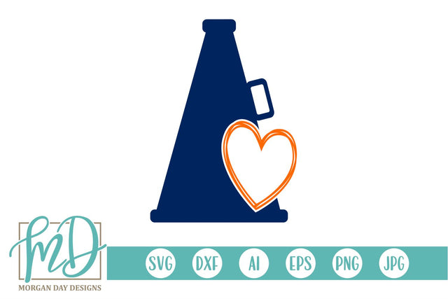 Cheer Megaphone with Heart SVG Morgan Day Designs 