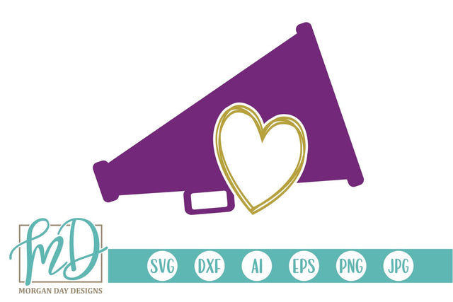 Cheer Megaphone with Heart SVG Morgan Day Designs 