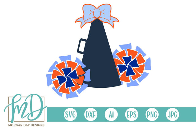 Cheer Megaphone with Pom Poms SVG Morgan Day Designs 