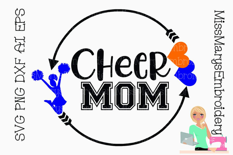 Cheer Mom Arrow Monogram SVG MissMarysEmbroidery 