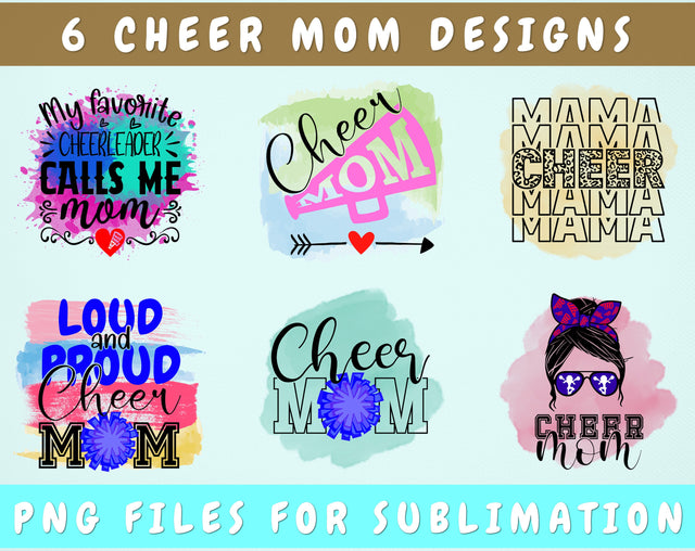 Cheer Mom Sublimation Designs Bundle, 6 Designs, Cheer Mom PNG Files, Cheer Mama PNG, Loud And Proud Cheer Mom PNG Sublimation HappyDesignStudio 