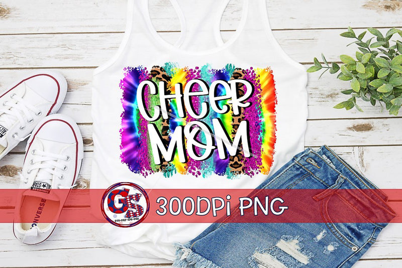 Cheer Mom Tie Dye Brush Strokes PNG for Sublimation Sublimation Greedy Stitches 