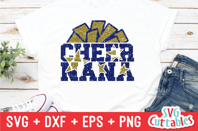 Cheer Nana svg - Cheer Cut File - svg - dxf - eps - png - Cheer Cut File - Pom Pom - Silhouette - Cricut - Digital Download SVG Svg Cuttables 
