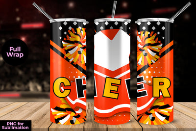 Cheer Orange Uniform 20 oz Skinny Tumbler Wrap Sublimation Design Sublimation Sublimatiz Designs 