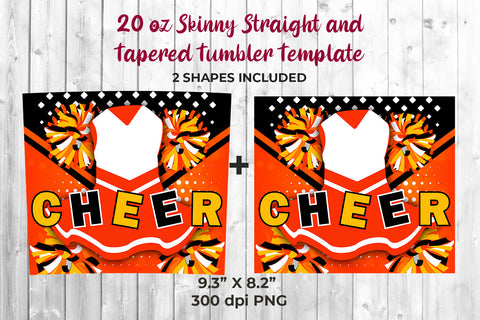 Cheer Orange Uniform 20 oz Skinny Tumbler Wrap Sublimation Design Sublimation Sublimatiz Designs 