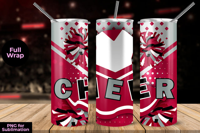Cheer Pink Uniform 20 oz Skinny Tumbler Wrap Sublimation Design Sublimation Sublimatiz Designs 