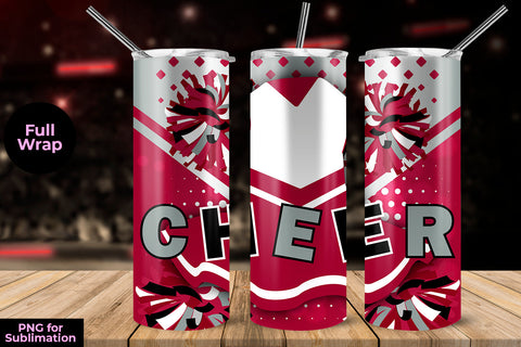 Cheer Pink Uniform 20 oz Skinny Tumbler Wrap Sublimation Design Sublimation Sublimatiz Designs 