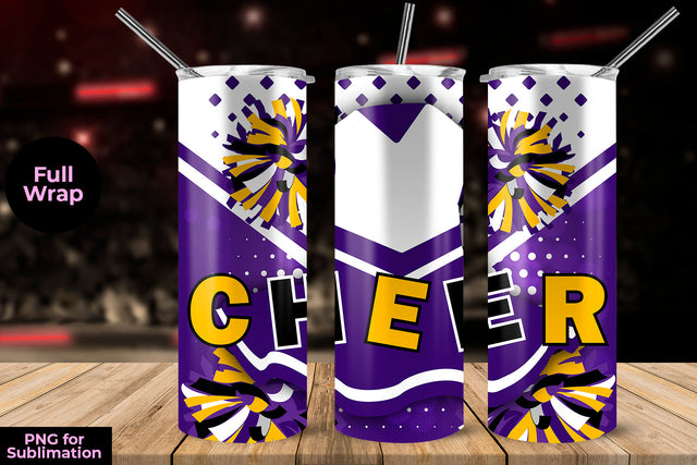 Cheer Purple Uniform 20 oz Skinny Tumbler Wrap Sublimation Design Sublimation Sublimatiz Designs 
