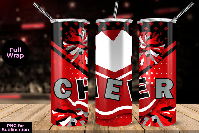 Cheer Red Uniform 20 oz Skinny Tumbler Wrap Sublimation Design Sublimation Sublimatiz Designs 