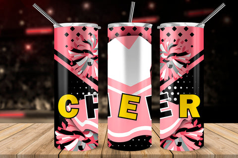 Cheer Rose Uniform 20 oz Skinny Tumbler Wrap Sublimation Design Sublimation Sublimatiz Designs 