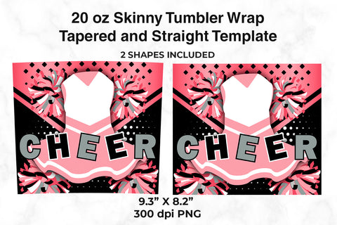 Cheer Rose Uniform 20 oz Skinny Tumbler Wrap Sublimation Design Sublimation Sublimatiz Designs 