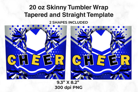 Cheer Royal Blue Uniform 20 oz Skinny Tumbler Wrap Sublimation Design Sublimation Sublimatiz Designs 