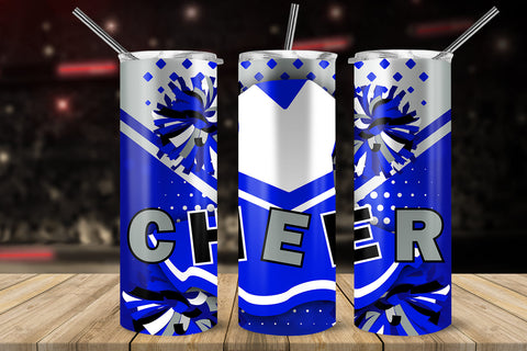 Cheer Royal Blue Uniform 20 oz Skinny Tumbler Wrap Sublimation Design Sublimation Sublimatiz Designs 