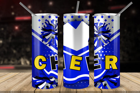 Cheer Royal Blue Uniform 20 oz Skinny Tumbler Wrap Sublimation Design Sublimation Sublimatiz Designs 