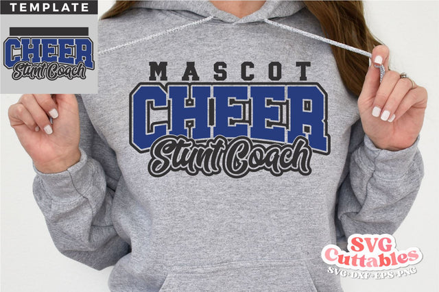 Cheer Stunt Coach svg Cut File - Cheer Template 0071- svg - eps - dxf - Cheerleader - Megaphone - Silhouette - Cricut - Digital Download SVG Svg Cuttables 