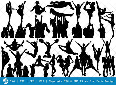 Cheer Stunt SVG Cut Files | Cheer Team Silhouette Bundle SVG ETC Craft 