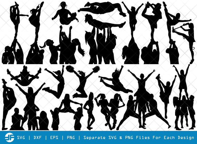 Cheer Stunt SVG Cut Files | Cheer Team Silhouette Bundle SVG ETC Craft 