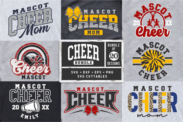 Cheer svg Bundle 3 - Cheer Template Bundle of 20 - svg - eps - dxf - Cheerleader - Megaphone - Silhouette - Cricut - Digital Download SVG Svg Cuttables 