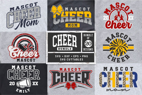Cheer svg Bundle 3 - Cheer Template Bundle of 20 - svg - eps - dxf - Cheerleader - Megaphone - Silhouette - Cricut - Digital Download SVG Svg Cuttables 
