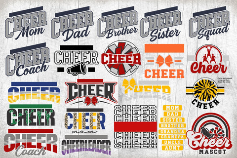 Cheer svg Bundle 3 - Cheer Template Bundle of 20 - svg - eps - dxf - Cheerleader - Megaphone - Silhouette - Cricut - Digital Download SVG Svg Cuttables 