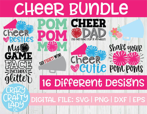 Cheer SVG Cut File Bundle SVG Crazy Crafty Lady Co. 