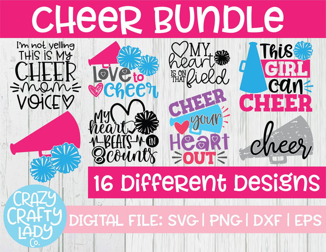 Cheer SVG Cut File Bundle SVG Crazy Crafty Lady Co. 