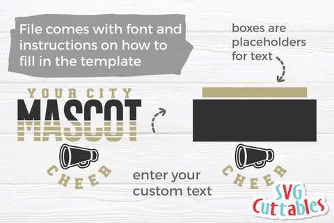Cheer svg Cut File - Cheer Template 0062 - svg - eps - dxf - Cheerleader - Megaphone - Silhouette - Cricut - Digital Download SVG Svg Cuttables 