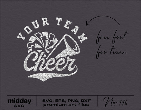 Cheer Svg, Png Dxf Eps, Cheerleader, Cheerleading shirt, Megaphone, Pom Pom, Cheer Cone, Cricut, Silhouette, Digital File, Cheer Team Shirt SVG Midday SVG 