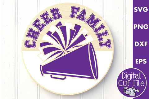 Cheer Svg, Round Sports Sign, Sport Family Door Hanger SVG Crafty Mama Studios 