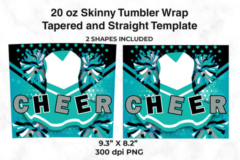 Cheer Turquoise Uniform 20 oz Skinny Tumbler Wrap Sublimation Design Sublimation Sublimatiz Designs 