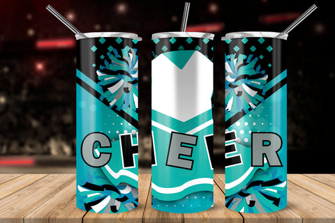 Cheer Turquoise Uniform 20 oz Skinny Tumbler Wrap Sublimation Design Sublimation Sublimatiz Designs 