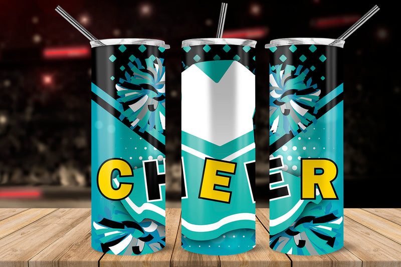 Cheer Turquoise Uniform 20 oz Skinny Tumbler Wrap Sublimation Design Sublimation Sublimatiz Designs 