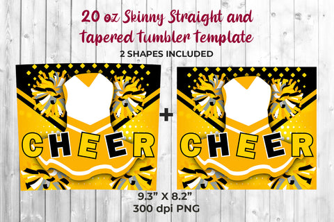 Cheer Yellow Uniform 20 oz Skinny Tumbler Wrap Sublimation Design Sublimation Sublimatiz Designs 