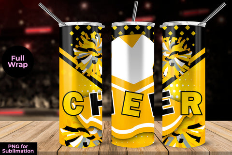 Cheer Yellow Uniform 20 oz Skinny Tumbler Wrap Sublimation Design Sublimation Sublimatiz Designs 