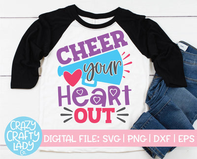 Cheer Your Heart Out | Cheerleader SVG Cut File SVG Crazy Crafty Lady Co. 