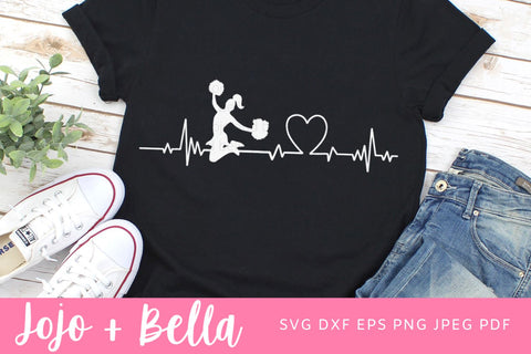 Cheerleader Heartbeat SVG, Dxf, Eps, Jpeg, Png, Ai, Pdf, Cut File, Cheerleader Svg, Cheer Heartbeat Svg, Cheerleader Clipart, Heartbeat SVG Jojo&Bella 