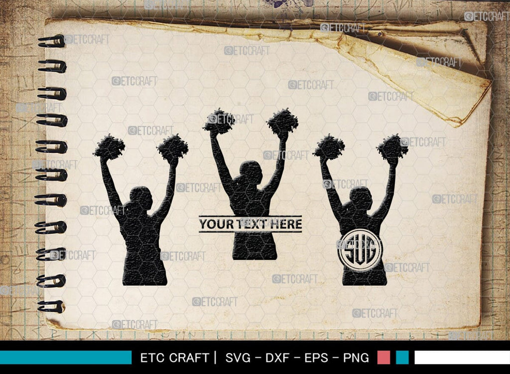 Cheerleader Monogram, Cheerleader Silhouette, Cheerleading Svg, Cheer ...