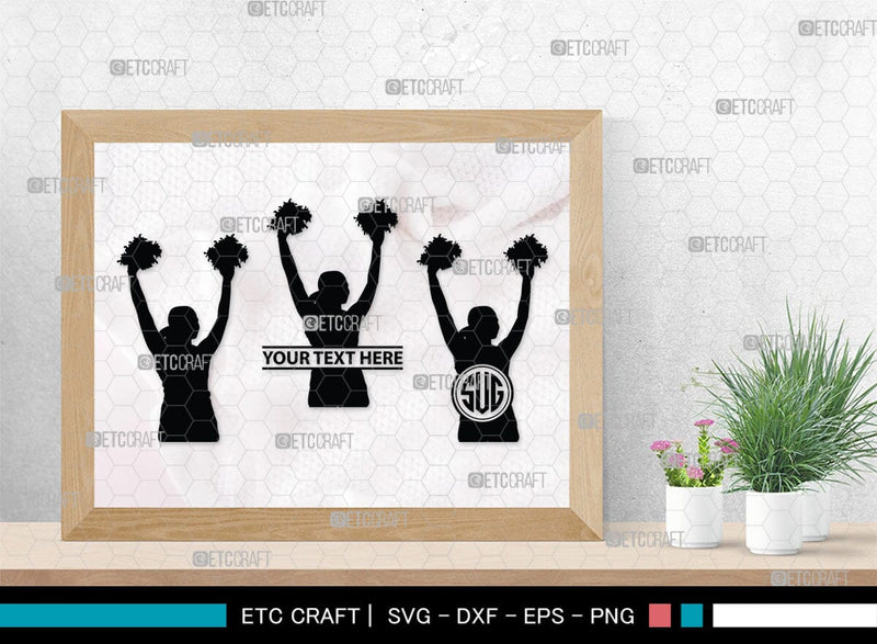 Cheerleader Monogram, Cheerleader Silhouette, Cheerleading Svg, Cheer ...