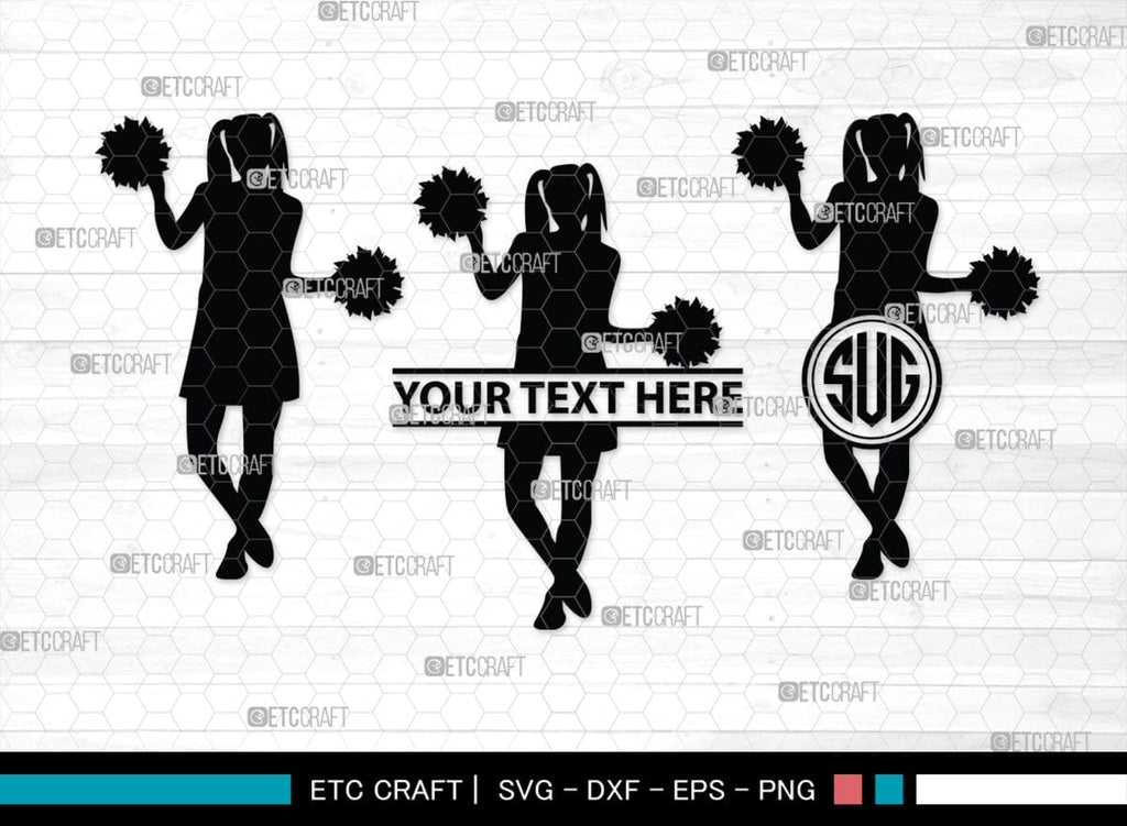Cheerleader Monogram, Cheerleader Silhouette, Cheerleading Svg, Cheer ...