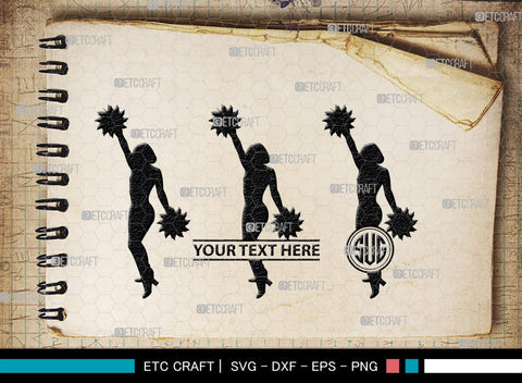Cheerleader Monogram, Cheerleader Silhouette, Cheerleading Svg, Cheer Girls Svg, Sports svg, Cheer Svg, cheer Mom Svg, SB00112 SVG ETC Craft 