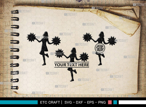 Cheerleader Monogram, Cheerleader Silhouette, Cheerleading Svg, Cheer Girls Svg, Sports svg, Cheer Svg, cheer Mom Svg, SB00112 SVG ETC Craft 